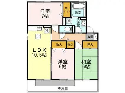 リヴェールA(3LDK/1階)の間取り写真