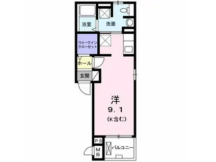 KS PLACE II(ワンルーム/2階)の間取り写真