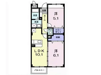 アネックス北中振(2LDK/3階)の間取り写真