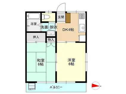 コーポりぶる(2DK/2階)の間取り写真