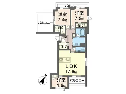 ケーズコート下目黒(3LDK/4階)の間取り写真