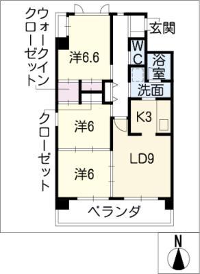 ラ・ポーゼ・ロワイヤル(3LDK/7階)の間取り写真