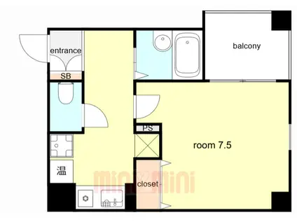 ヴィラ神戸II(1K/7階)の間取り写真