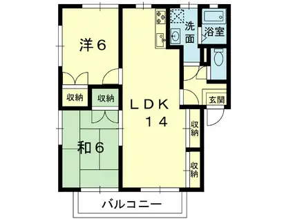 サンビレッジ緑ヶ丘(2LDK/2階)の間取り写真