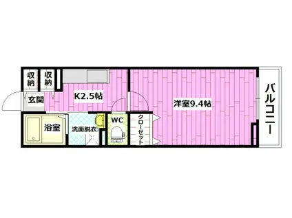 サンセール東野(1K/2階)の間取り写真