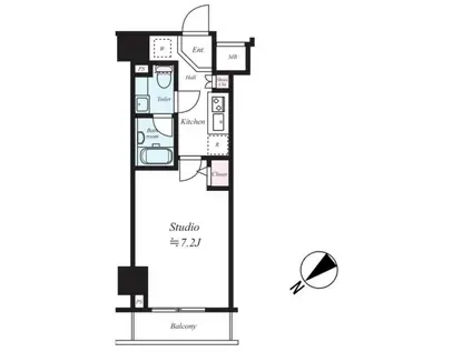 カーサスプレンディッド虎ノ門エスト(1K/12階)の間取り写真