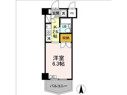 ジュネス西生田(1K/3階)の間取り写真