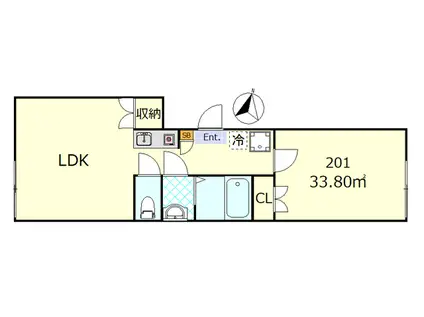 H.A.METEO(1LDK/2階)の間取り写真