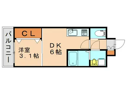 ギャラン竪町(1DK/11階)の間取り写真