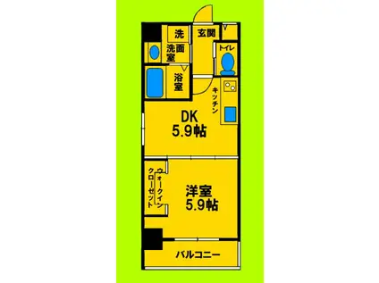 カンパニオ エサカ(1DK/6階)の間取り写真