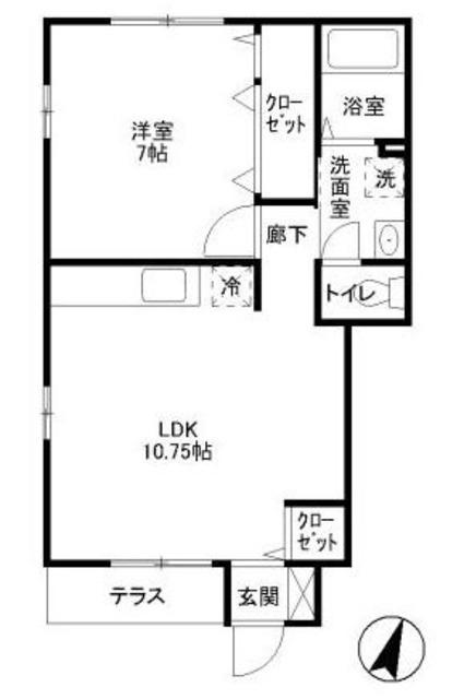 パラッツォ石神井(1LDK/1階)の間取り写真