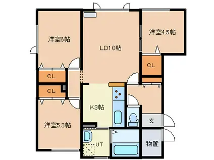 マリンドルフII(3LDK/1階)の間取り写真