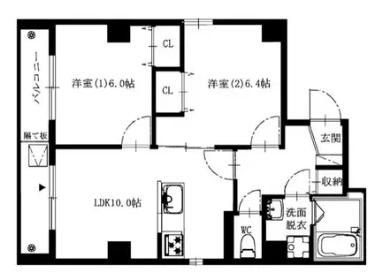 JUタワーフロントKINSHICHO(2LDK/11階)の間取り写真