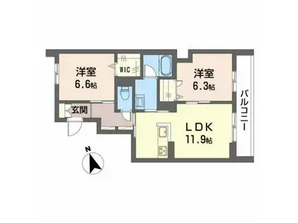 リバーサイド ハナ(2LDK/2階)の間取り写真