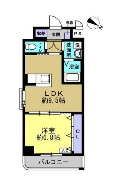 ペパーミント(1LDK/1階)の間取り写真
