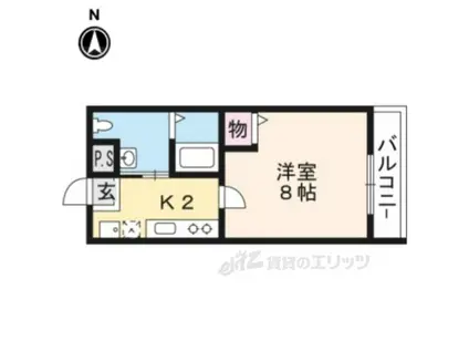 フラッティ丸太町御前(1K/2階)の間取り写真