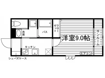AIBO大和町(1K/2階)の間取り写真