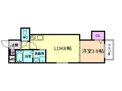 フレイグラント塚本(1LDK/1階)の間取り写真