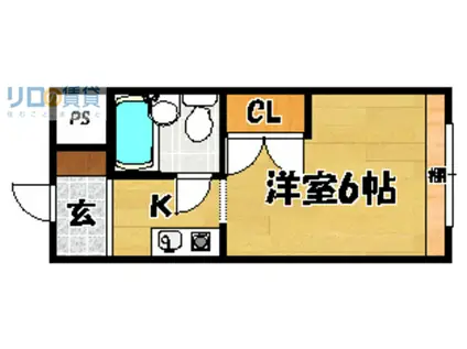 サンハイツ北館(ワンルーム/3階)の間取り写真