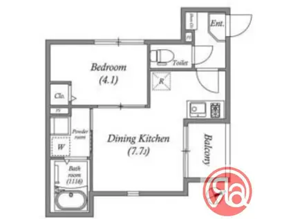 ハーモニーテラス遠里小野III(1DK/1階)の間取り写真