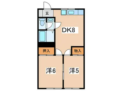 ロゴスコーポ(2DK/1階)の間取り写真