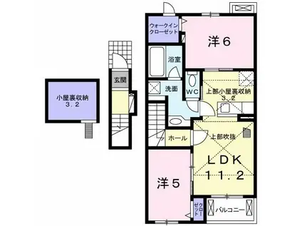 ローレルガーデンI(2LDK/2階)の間取り写真