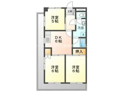 ユトリロ牧野(3DK/2階)の間取り写真