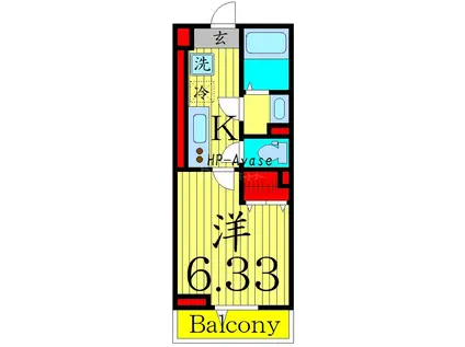 エクセリア南花畑I(1K/2階)の間取り写真