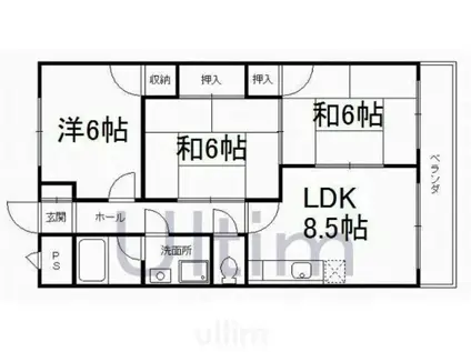 パレトール(3LDK/3階)の間取り写真