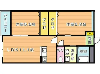 アドバンスM-2(2LDK/2階)の間取り写真