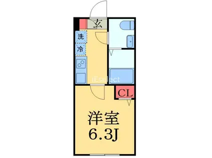 KEIAI RESIDENCE検見川(1K/2階)の間取り写真