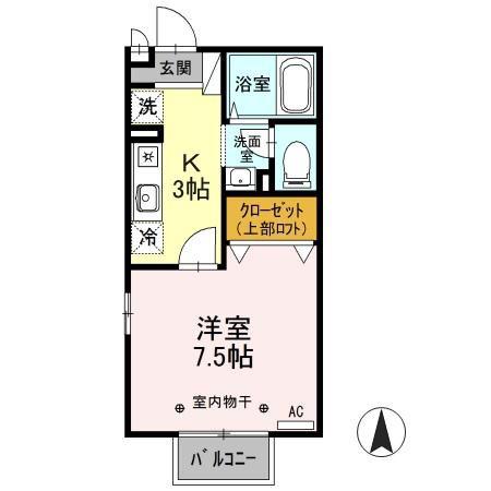 メゾン・ド・K(1K/2階)の間取り写真