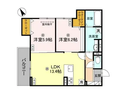 D-ROOM小篠原(2LDK/3階)の間取り写真