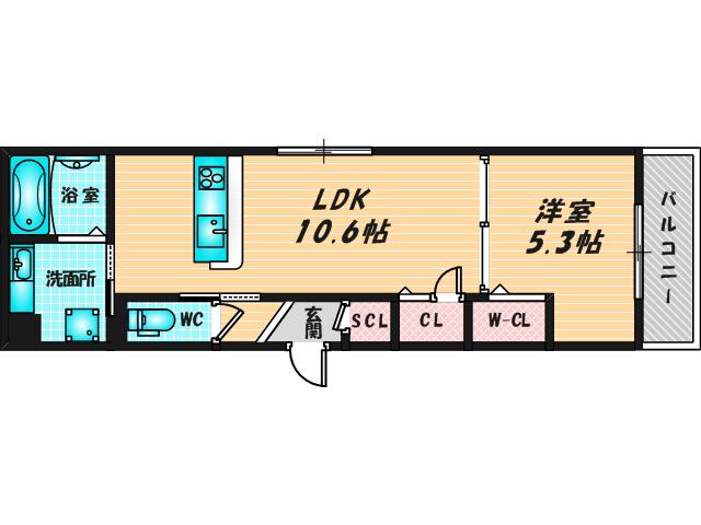 レクタス(1LDK/1階)の間取り写真