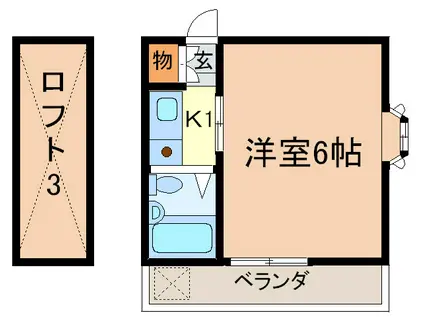 フラット新宿(1K/2階)の間取り写真