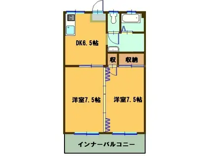 江島ニューオフィスビル(2DK/3階)の間取り写真