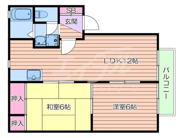 パストラーレ千里丘(2LDK/2階)の間取り写真