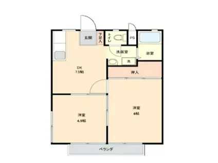 グリーンヒル(2DK/2階)の間取り写真