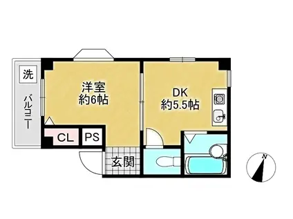 記田ハイツ(1DK/3階)の間取り写真