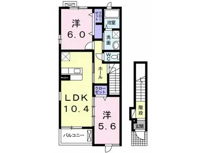 ティアモⅠ(2LDK/2階)の間取り写真
