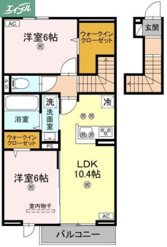 フォーゲルセレーノ A棟(2LDK/2階)の間取り写真