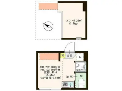 MUSE(ワンルーム/2階)の間取り写真