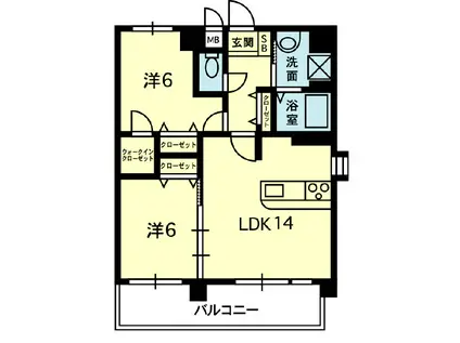 クレアはません通(2LDK/7階)の間取り写真