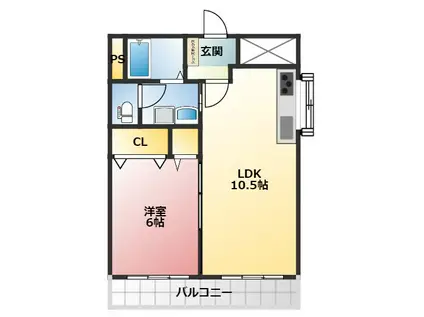 パレスヒルズ21(1LDK/2階)の間取り写真