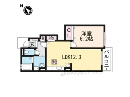 ラヴィ―タフェリーチェシモヤダ(1LDK/1階)の間取り写真