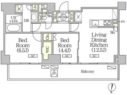 ジェーピーノイエ碑文谷南(2LDK/2階)の間取り写真