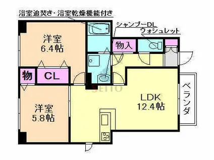 ファミールコートK・S(2LDK/1階)の間取り写真