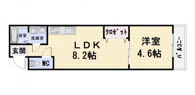 フジパレス石津川ノース(1LDK/3階)の間取り写真