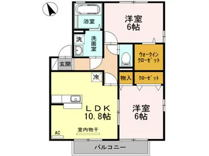 アブニール新涯 A棟(2LDK/2階)の間取り写真