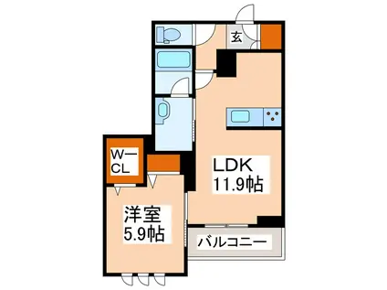 シャーメゾン月出(1LDK/2階)の間取り写真